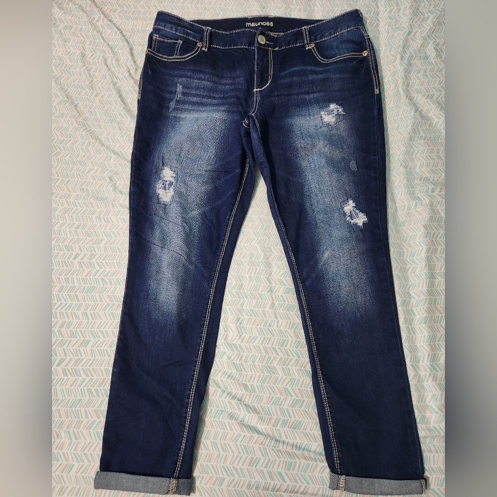 Maurices Women's Distressed Blue Jeans